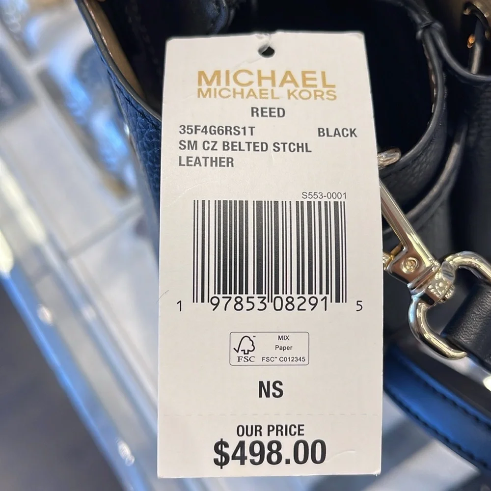Michael Kors Reed Small Satchel Crossbody Center Zip Bag
Color: Black 
NWT - Picture 10 of 16